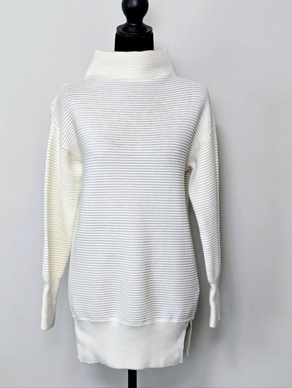 Ella Moss Cream Ribbed Funnel Neck Sweater